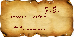 Fronius Elemér névjegykártya